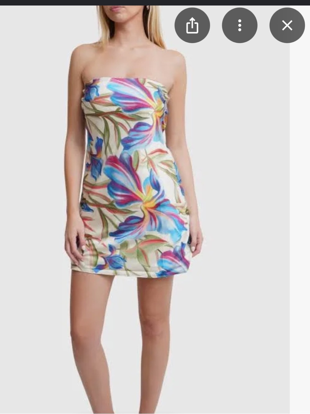 Hemline Strapless Floral Mini Dress in Multicolor